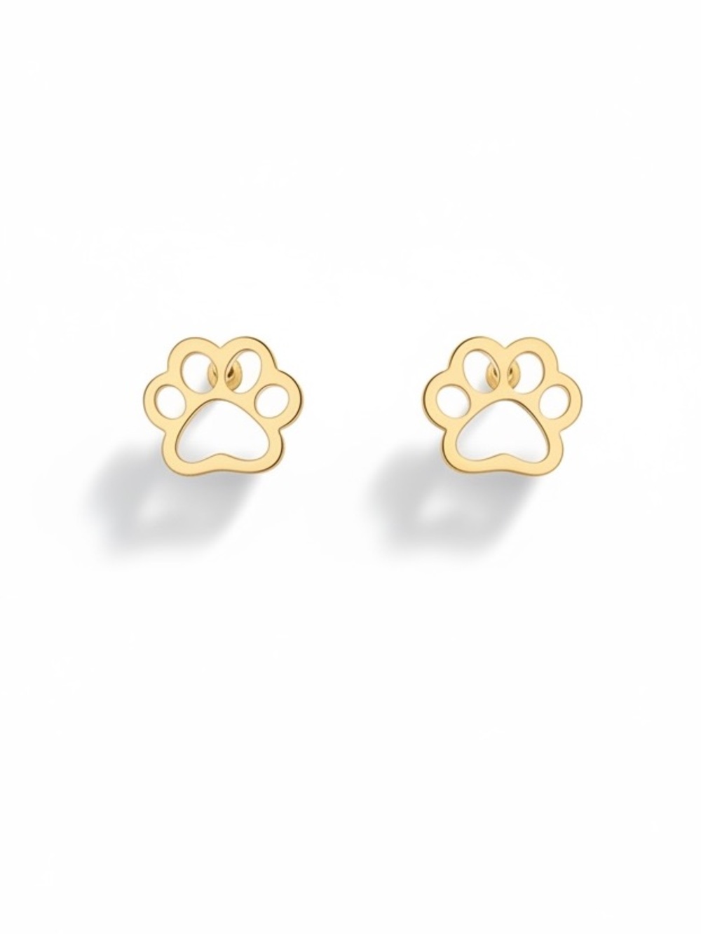 New Gold Cat Kitten Kitty Dog Puppy Open Paw Print Lightweight Post Earrings